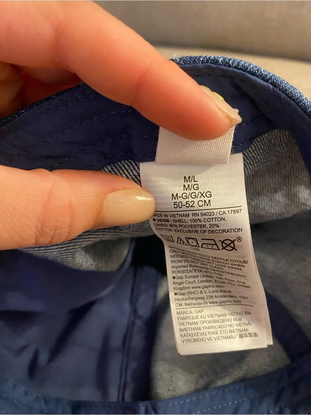GAP Kids Denim Baseball Cap in Blue with White Logo